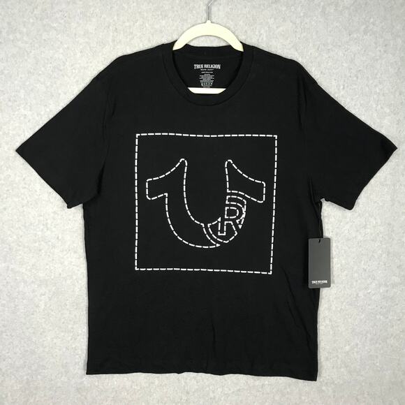 True Religion Other - True Religion Shirt Mens Large Black Horseshoe Graphic Puff Stitch Tee NWT $59